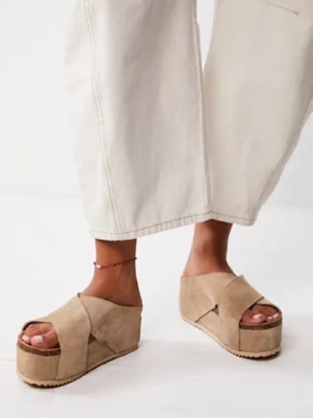 INTENTIONALLY BLANK Free People Limelight Flatform Suede Platform Slides